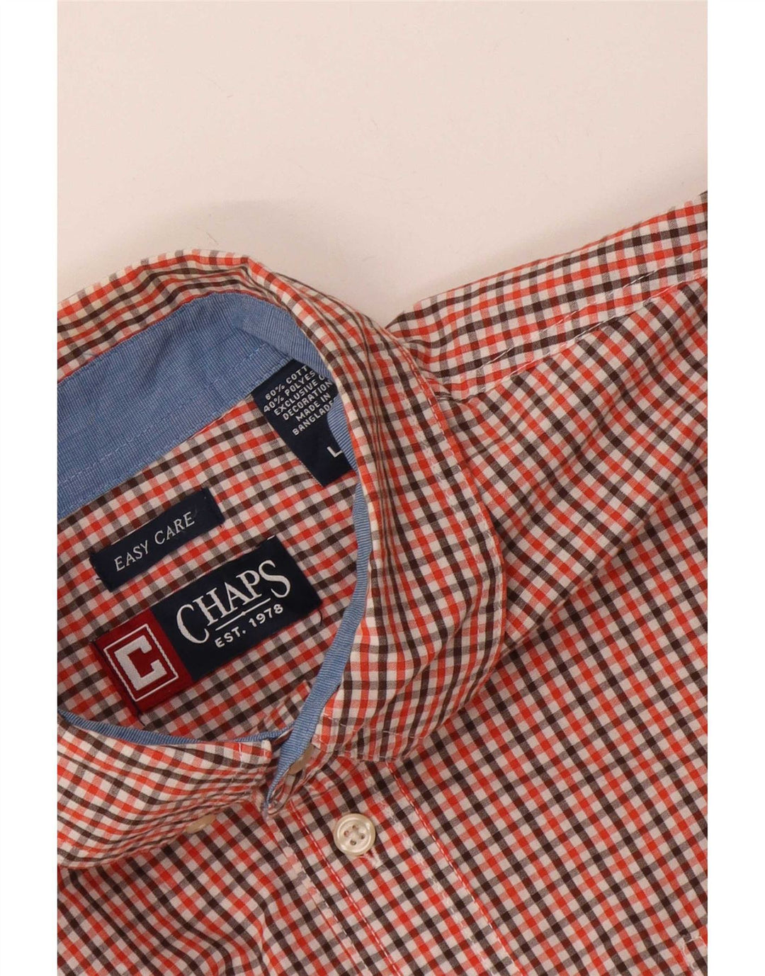 Chaps Camicia da uomo Easy Care Grande in cotone a quadretti rossi