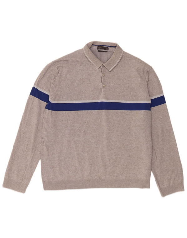 Maglione maglione da uomo Marks & Spencer con collo alto 2XL cotone a righe grigie