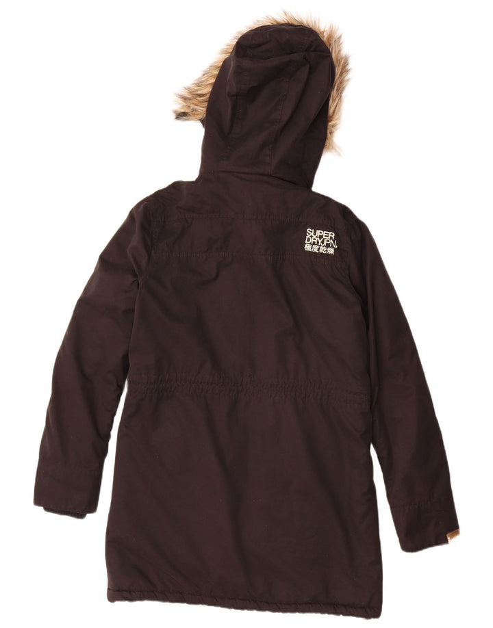 Giacca Parka da donna con cappuccio Superdry UK 16 Large Nero Poliestere