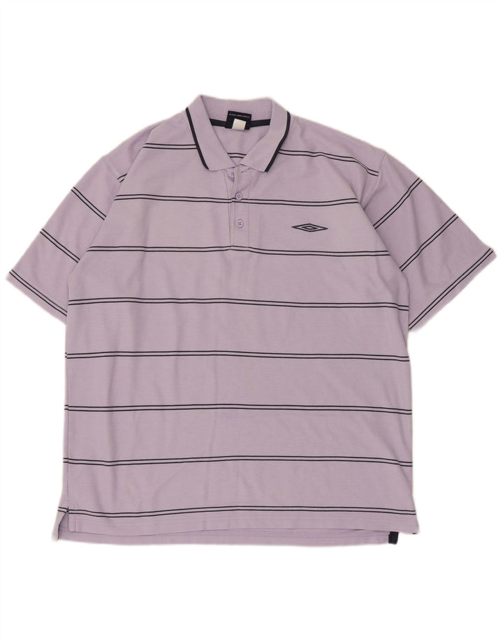 Polo da uomo Umbro grande in poliestere a righe viola