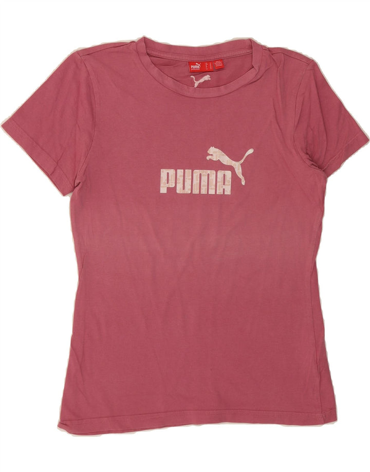 PUMA Womens Graphic T-Shirt Top UK 12 Medium Pink Cotton Vintage Puma and Second-Hand Puma from Messina Hembry 