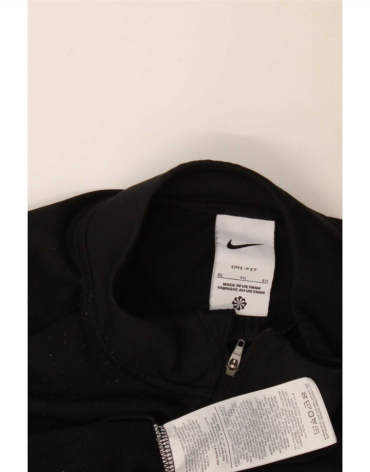 Top della tuta da ginnastica Nike Dri Fit con zip e collo da uomo XL in poliestere nero