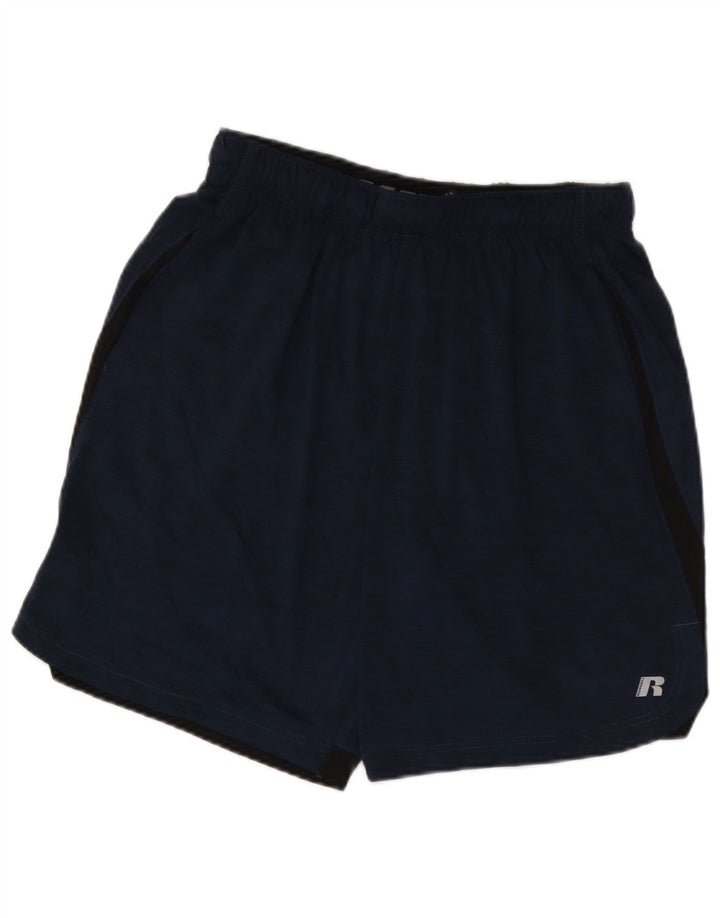Pantaloncini sportivi da uomo Russell Athletic, poliestere color block medio blu navy