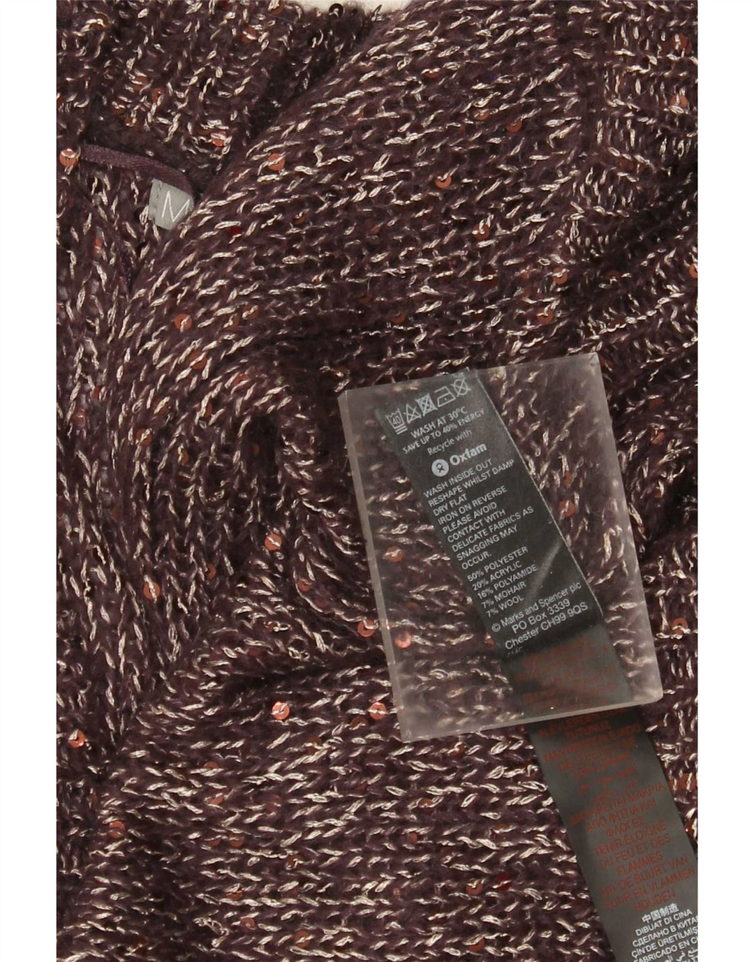Maglione cardigan aperto da donna Marks & Spencer UK 18 XL poliestere marrone