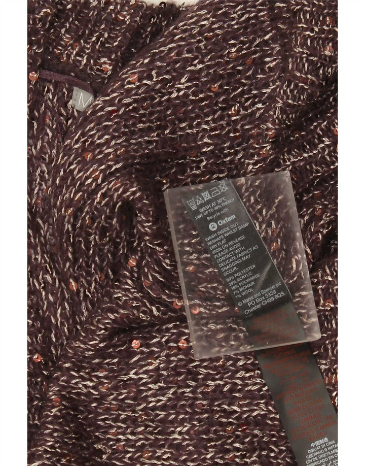 Maglione cardigan aperto da donna Marks & Spencer UK 18 XL poliestere marrone