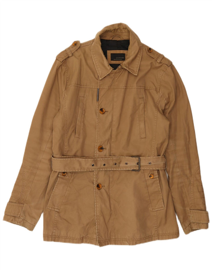 Giacca militare da uomo Zara UK 40 grande poliestere marrone