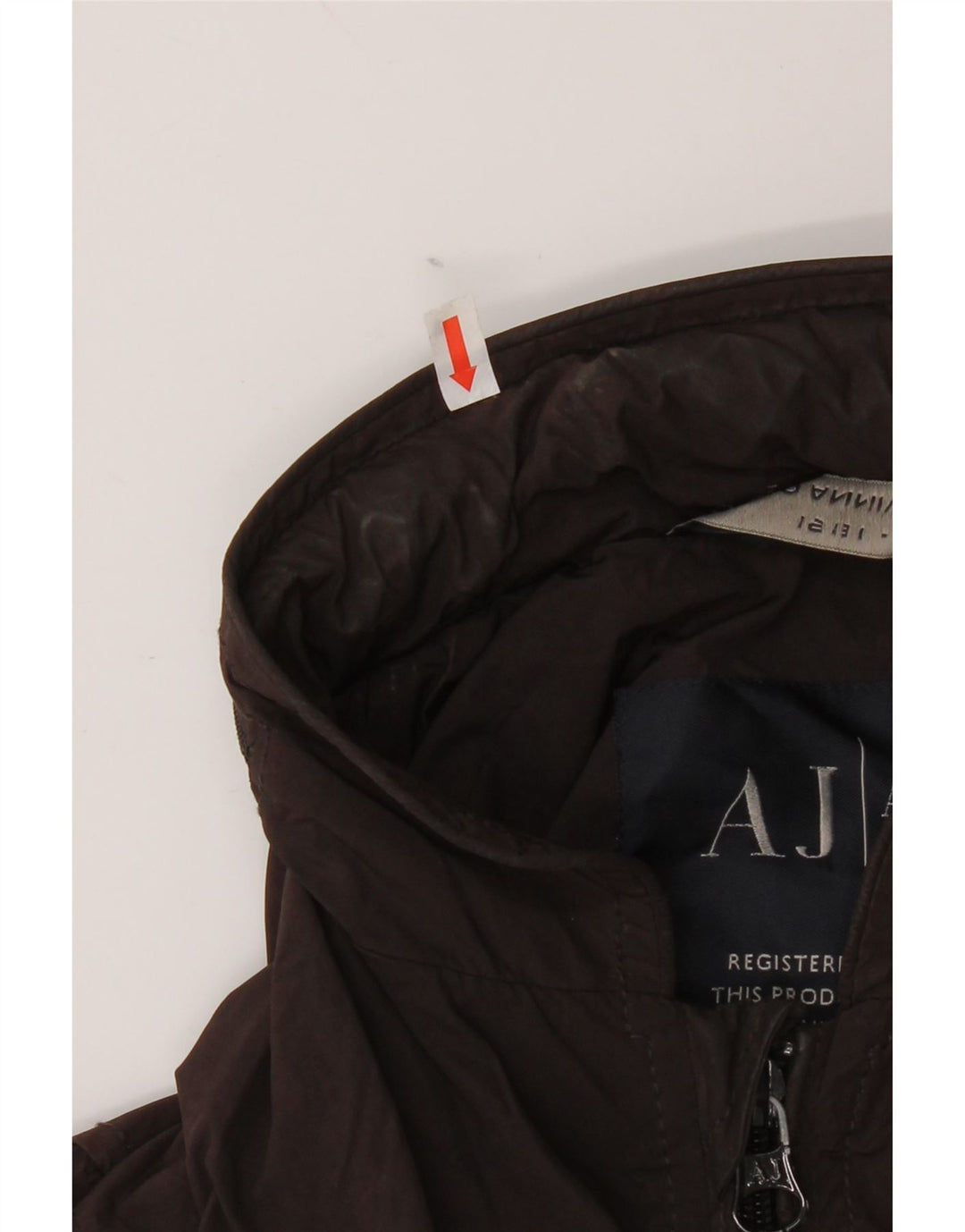 Giubbotto bomber con cappuccio da uomo Armani Jeans EU 48 piccolo poliestere marrone