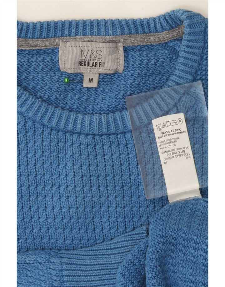 Maglione maglione girocollo vestibilità regolare da uomo Marks & Spencer blu medio