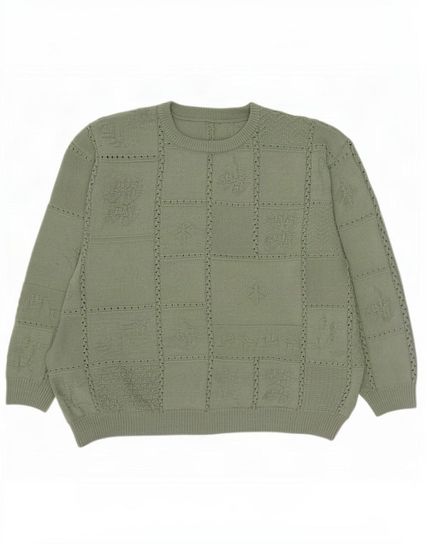 Maglione maglione girocollo da donna vintage UK 20 2XL Verde
