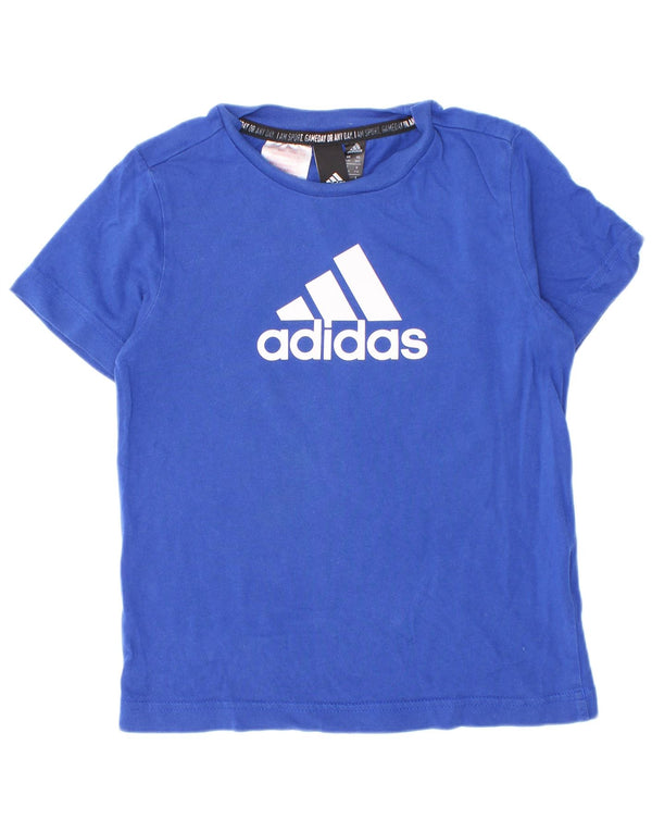 T-shirt grafica da ragazzo Adidas Top 5-6 anni in cotone blu
