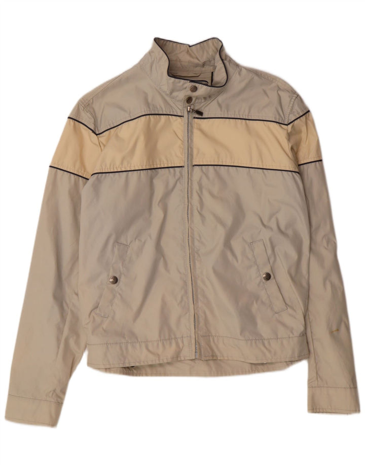 REFRIGUE Mens Bomber Jacket UK 40 Large Beige Colourblock Nylon
