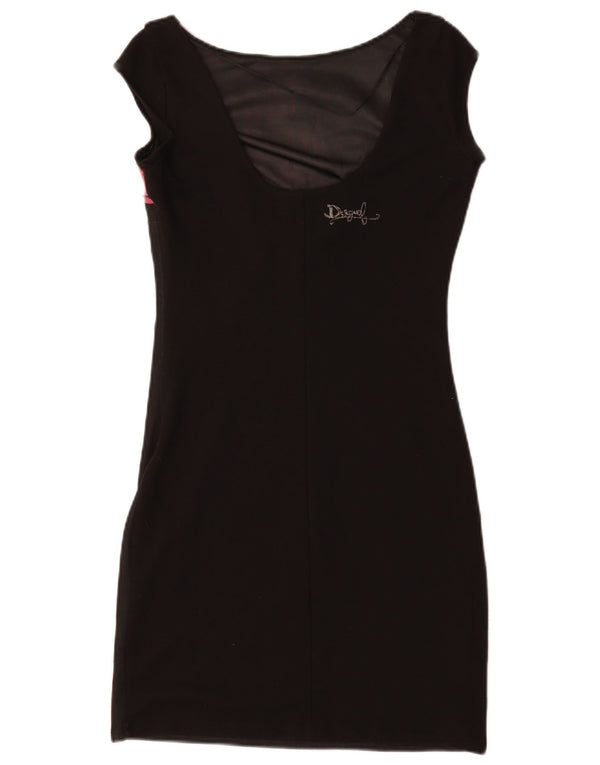 Desigual Abito aderente da donna UK 10 Piccolo poliestere floreale nero