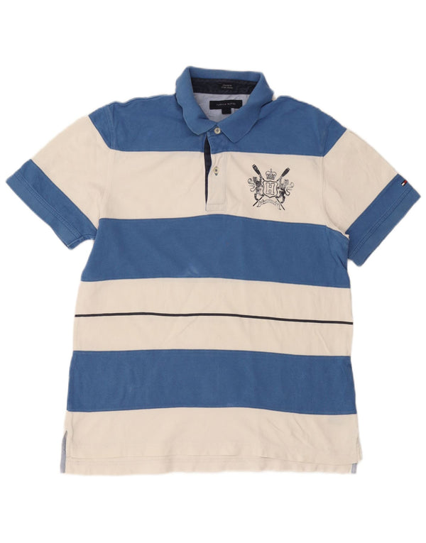 Polo da uomo Custom Fit Tommy Hilfiger di grandi dimensioni in cotone a righe blu