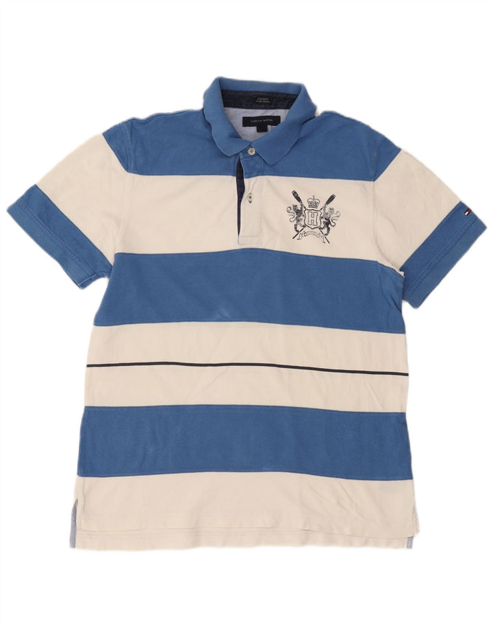 Polo da uomo Custom Fit Tommy Hilfiger di grandi dimensioni in cotone a righe blu