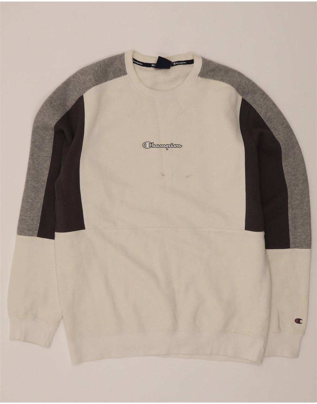 Felpa da uomo Champion Jumper XL in cotone color block bianco