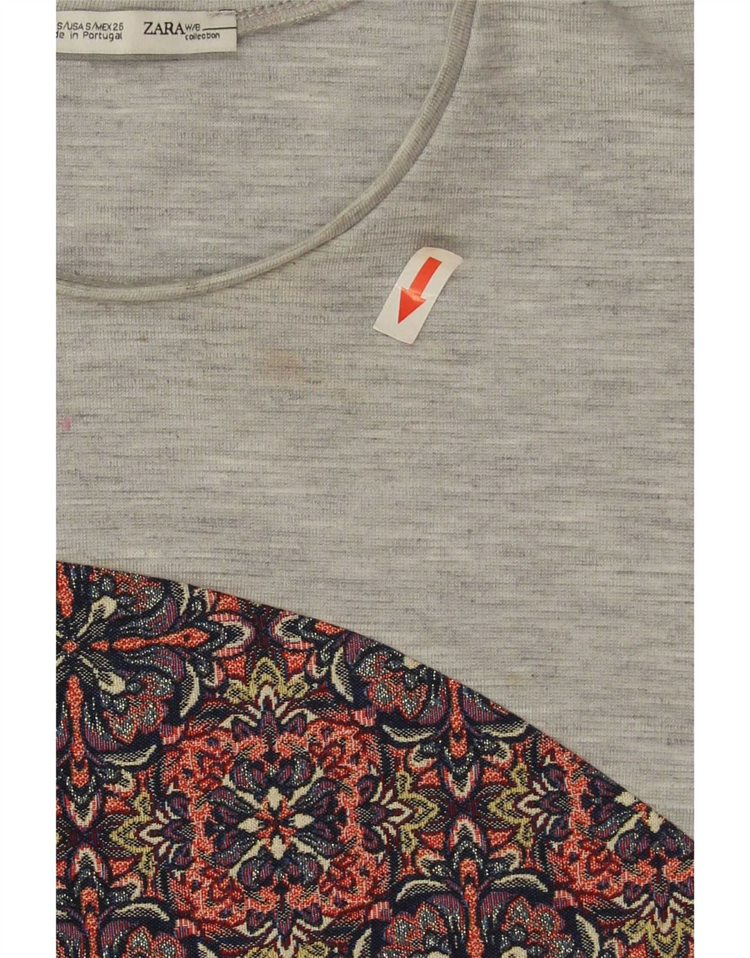 Top corto da donna Zara UK 10 piccolo poliestere floreale grigio