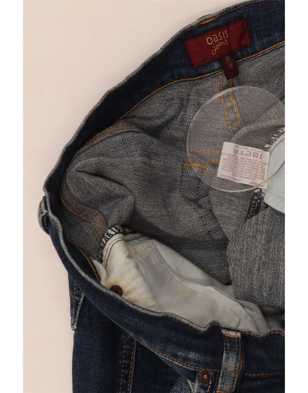 Jeans bootcut da donna Oasis UK 12 medio W30 L27 cotone blu