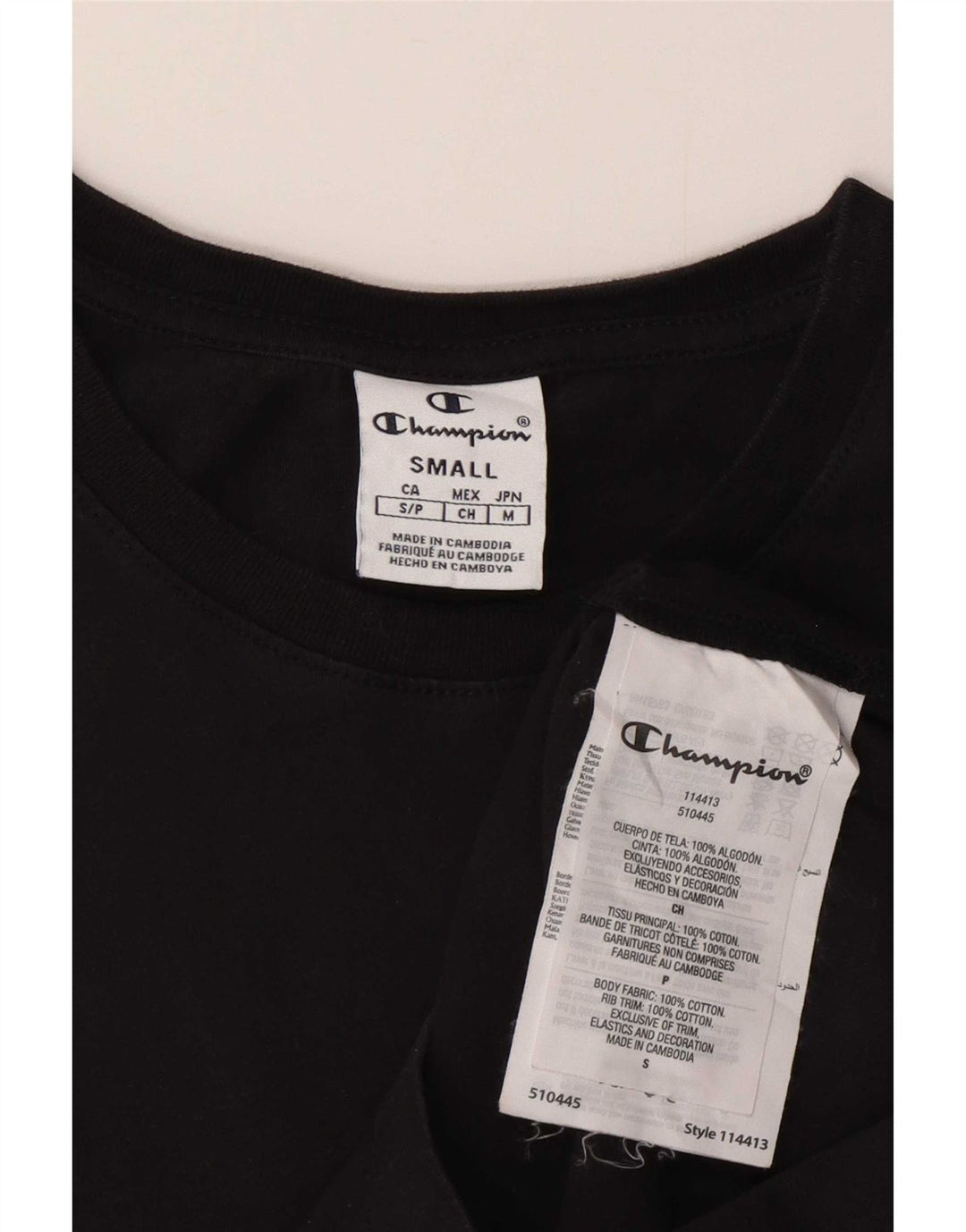 T-shirt grafica da donna Champion Top UK 10 piccola nera