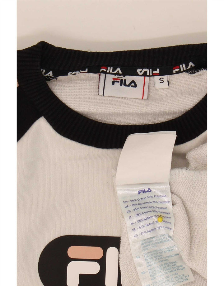 Felpa corta oversize da donna Fila, maglione UK 10 Small White Colourblock