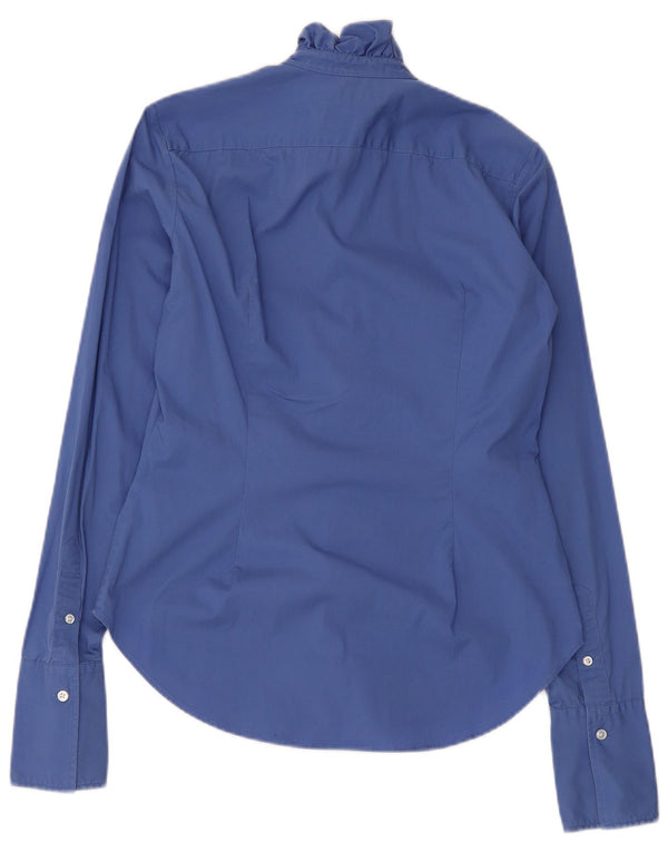 Camicetta camicia slim fit da donna Ralph Lauren US 10 grande cotone blu