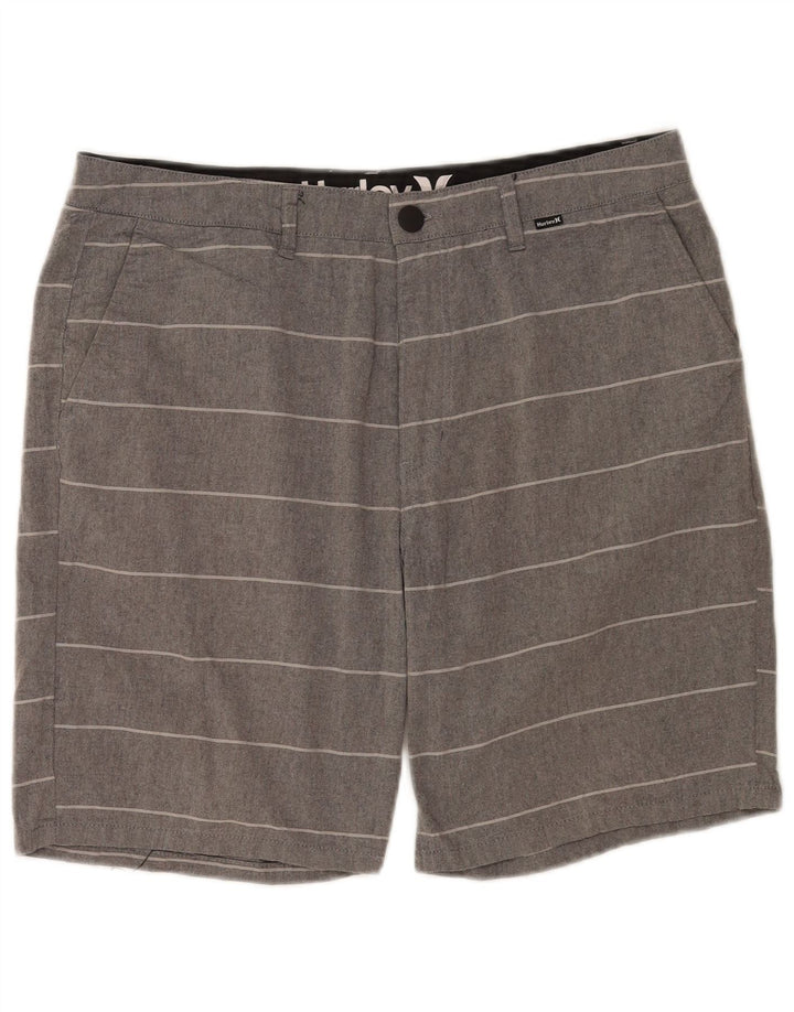 Pantaloncini chino da uomo Hurley W32 in cotone a righe grigio medio