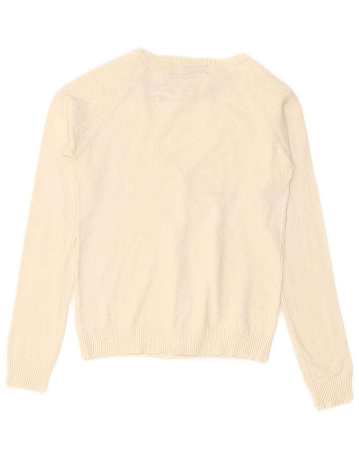 Maglione cardigan da donna Zara UK 10 piccolo cotone bianco sporco
