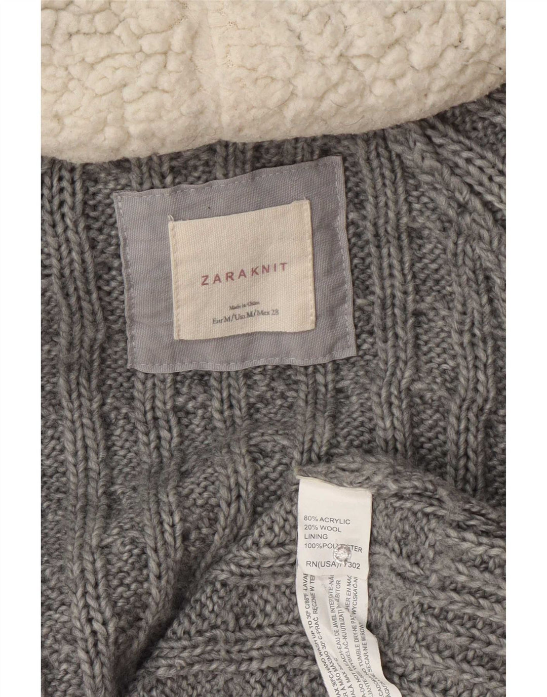 Maglione cardigan con cappuccio da donna Zara UK 14 Acrilico grigio medio