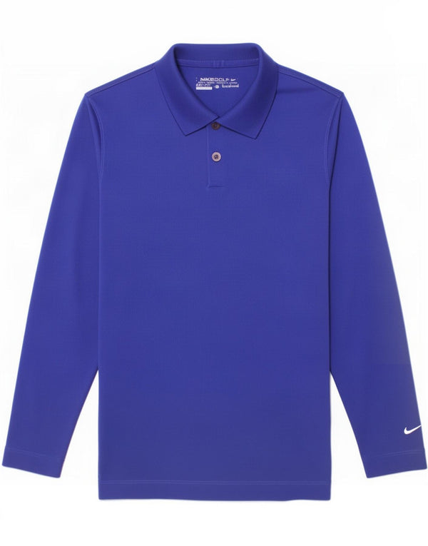 Polo Nike da ragazzo a maniche lunghe Dri Fit 10-11 anni in poliestere blu medio