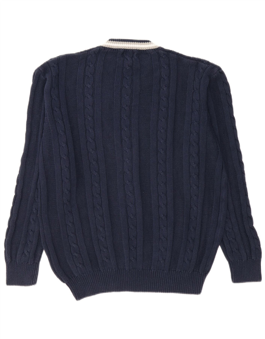 VINTAGE Maglione da uomo con scollo a V grande cotone blu navy