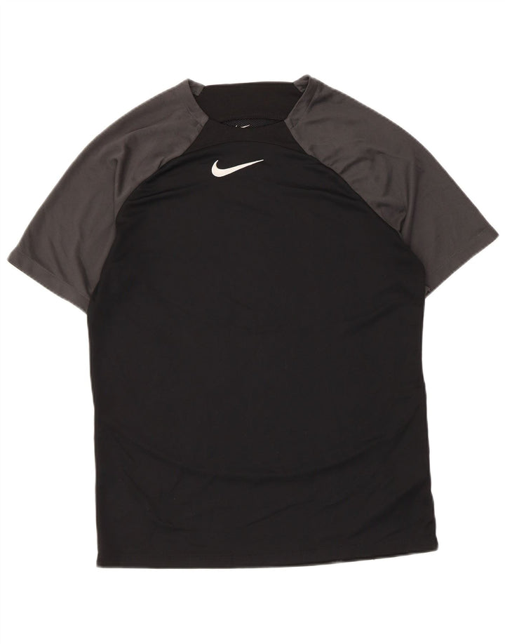 T-shirt Nike da uomo Dri Fit, top in poliestere color block medio nero