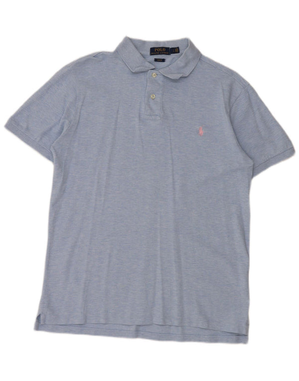 POLO RALPH LAUREN Polo da uomo slim fit grande in cotone chiazzato blu