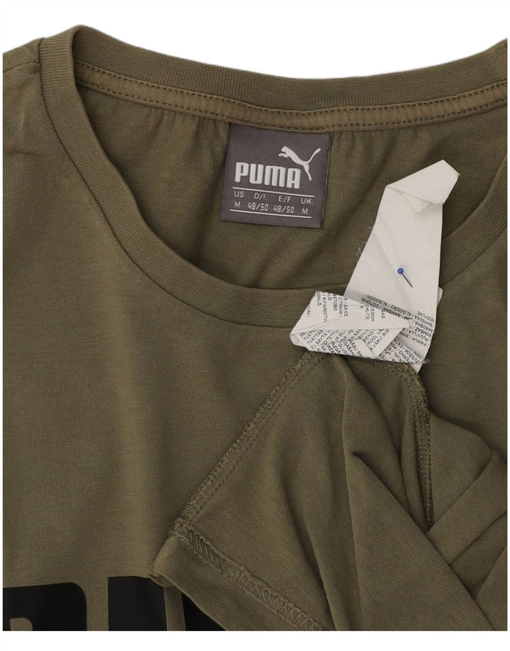 T-shirt grafica da uomo Puma Top in cotone kaki medio