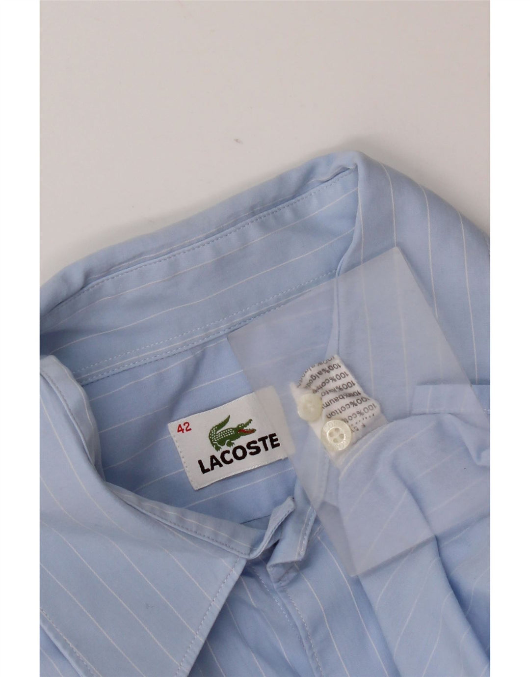 Camicia da uomo Lacoste taglia 42 grande cotone gessato blu