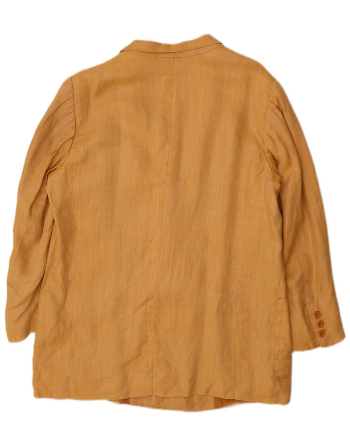 Giacca blazer doppiopetto vintage da uomo UK 38 a spina di pesce gialla media