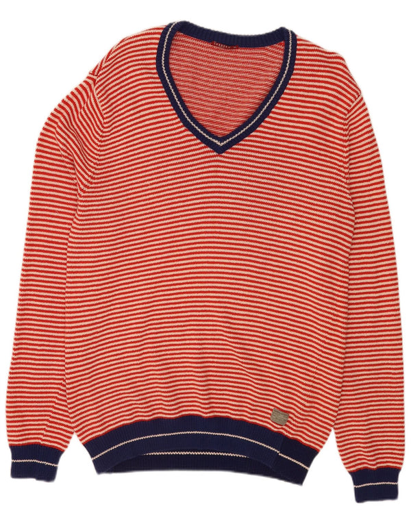 Maglione da uomo con scollo a V Carrera XL in cotone a righe rosse