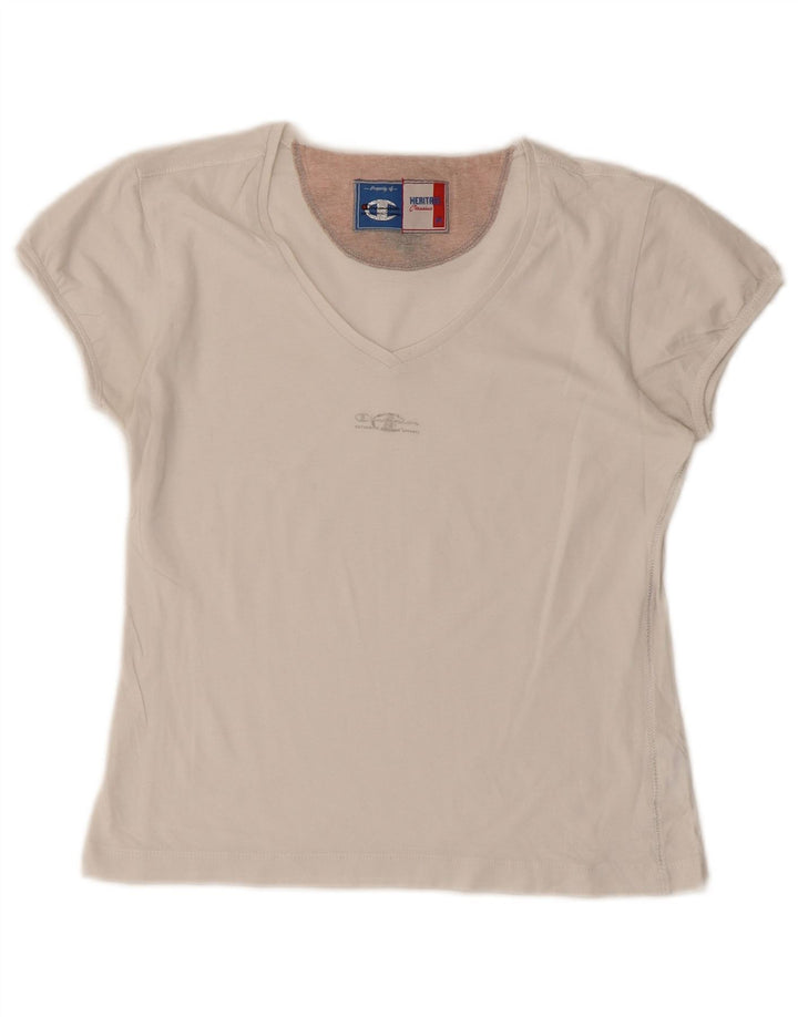 T-shirt corta Champion Heritage Classics da donna UK 12 Medium White