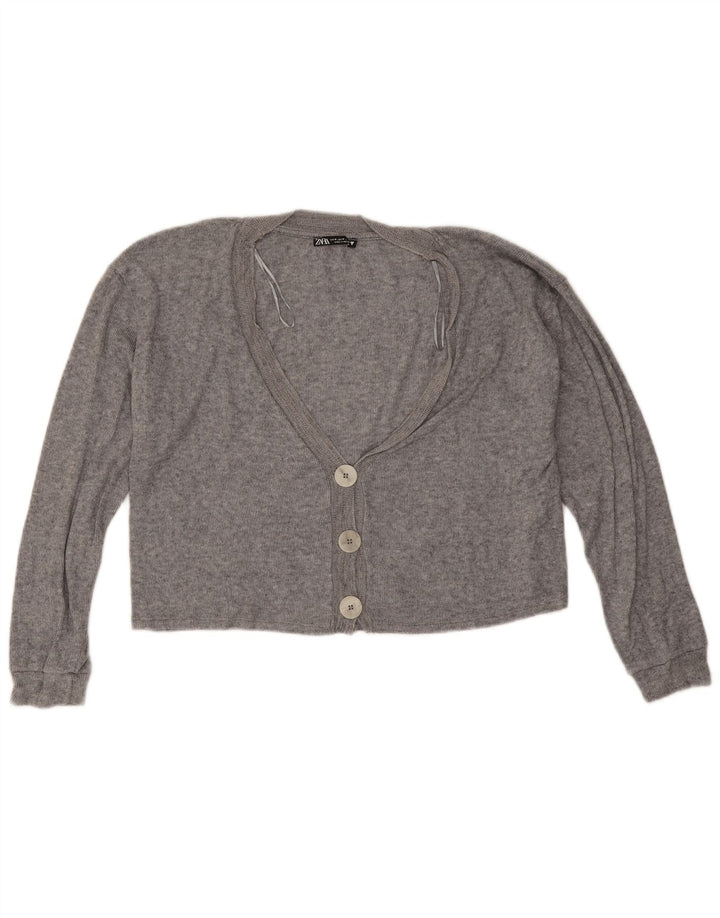 Maglione cardigan oversize corto da donna Zara UK 12 Viscosa grigio medio