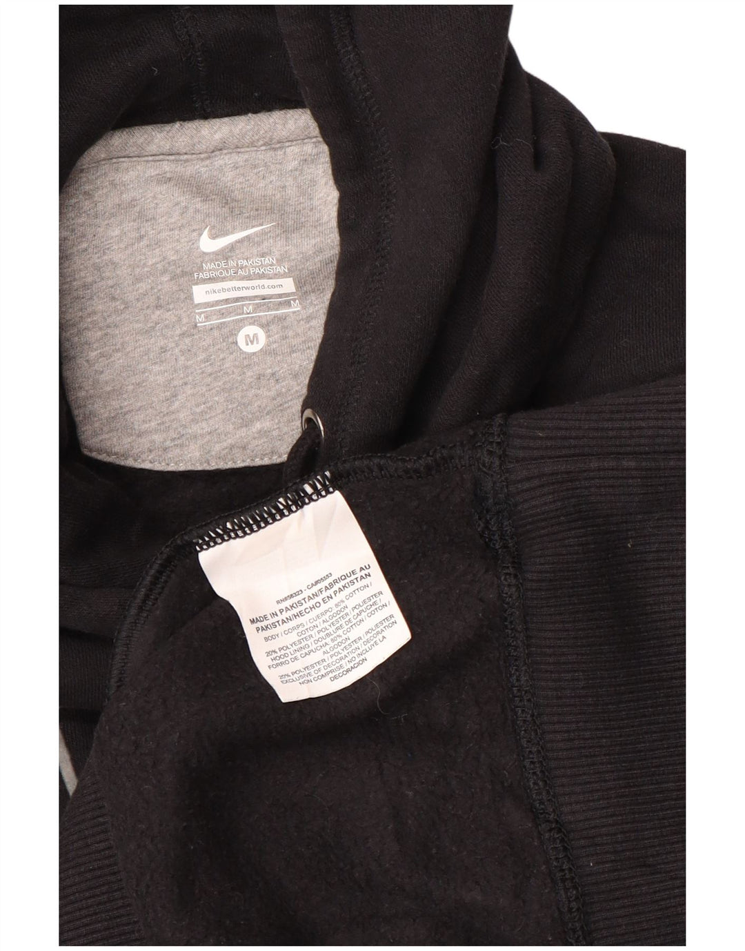 Maglione con cappuccio grafico da donna NIKE UK 14 cotone nero medio