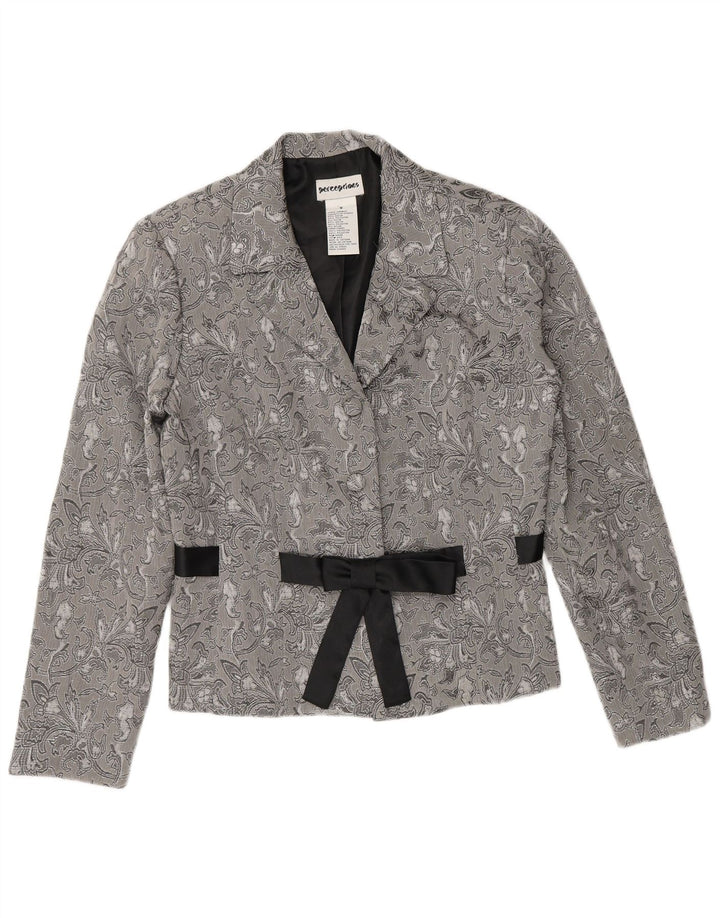Giacca blazer da donna a 2 bottoni Perceptions UK 8 Small Rayon floreale grigio