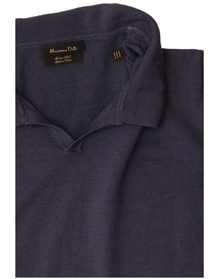 Massimo Dutti Maglione da uomo a maniche corte con collo a polo blu navy medio