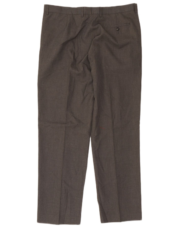 Pantaloni da abito dritti da uomo Marks & Spencer W38 L31 poliestere grigio
