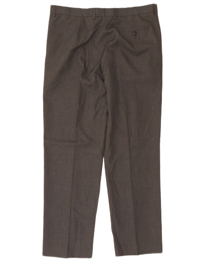 Pantaloni da abito dritti da uomo Marks & Spencer W38 L31 poliestere grigio