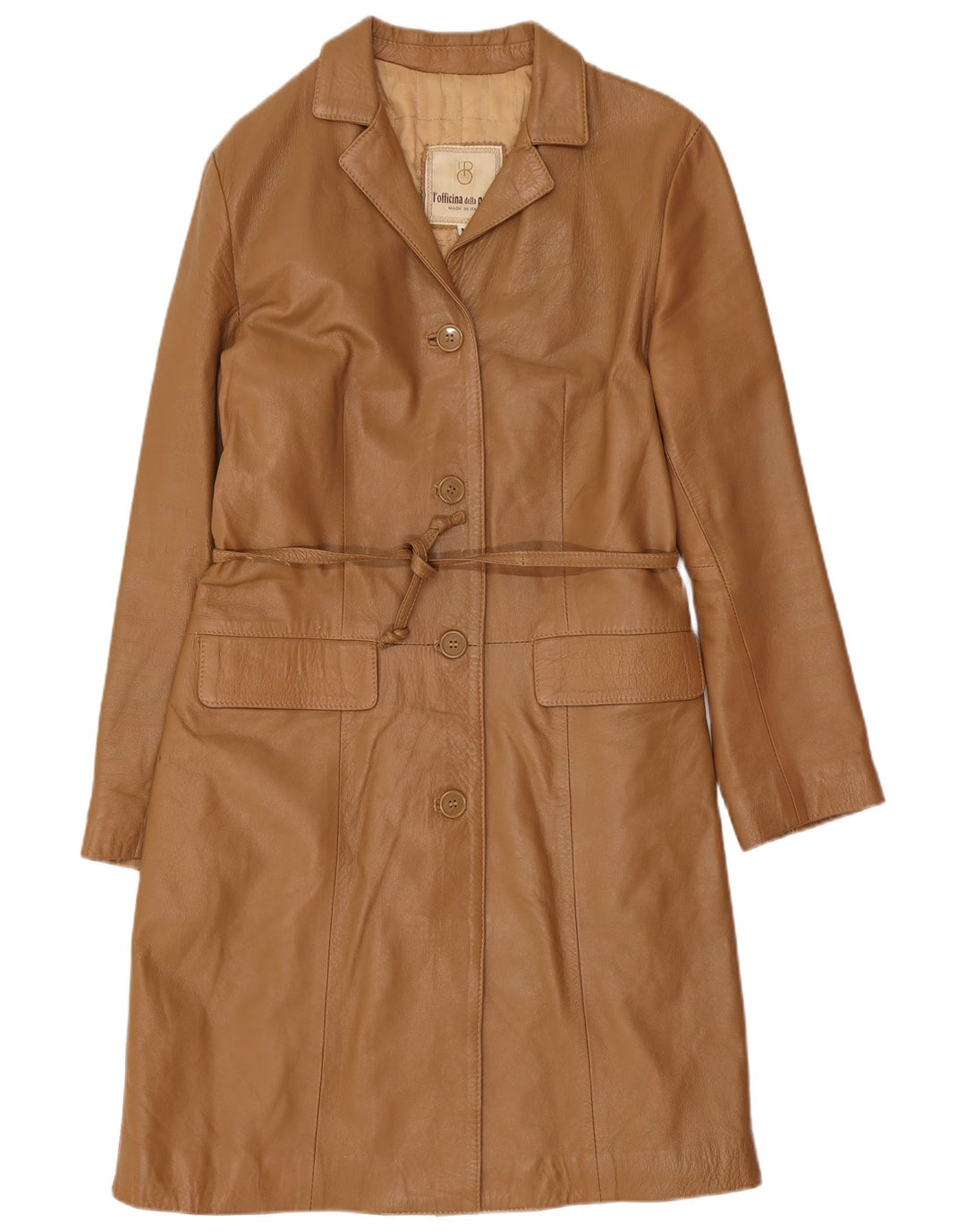 Cappotto in pelle vintage da donna UK 12 marrone medio classico