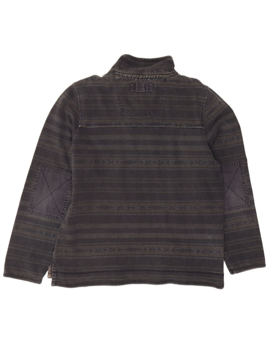 Felpa da uomo con collo con zip Fat Face, maglione grande, cotone a righe nere
