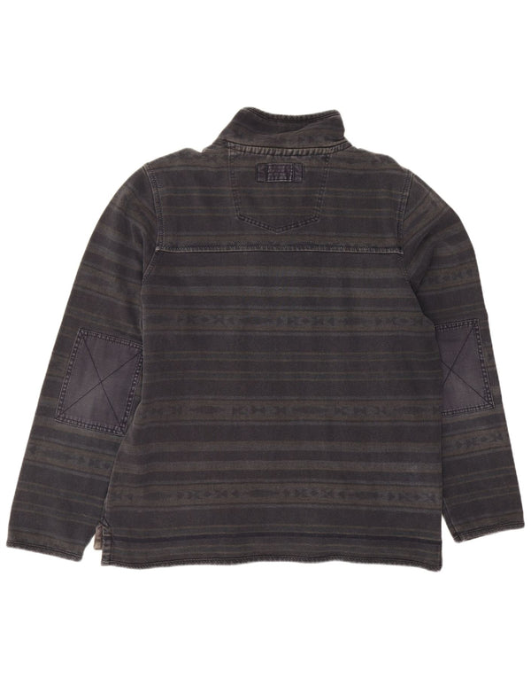 Felpa da uomo con collo con zip Fat Face, maglione grande, cotone a righe nere