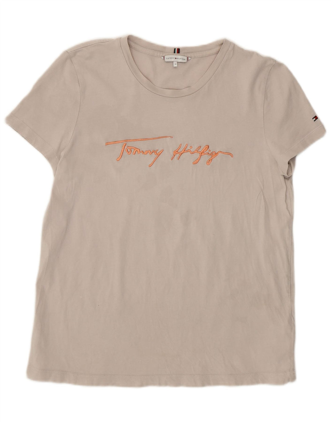 T-shirt grafica da donna Tommy Hilfiger Top UK 14 Cotone grigio medio