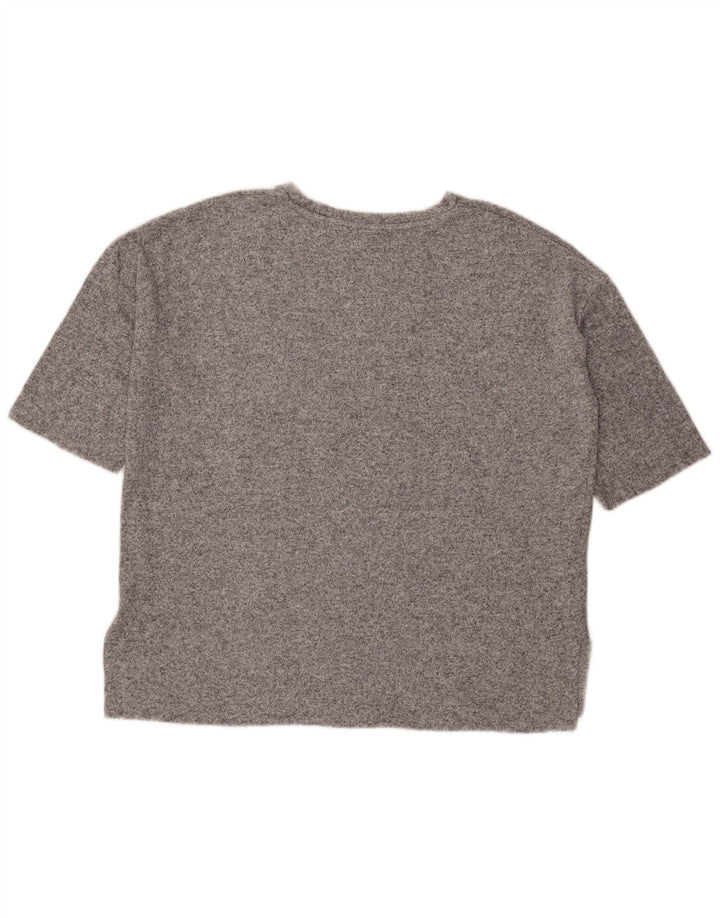 T-shirt oversize da donna Zara Top UK 10 piccola viscosa chiazzata grigia