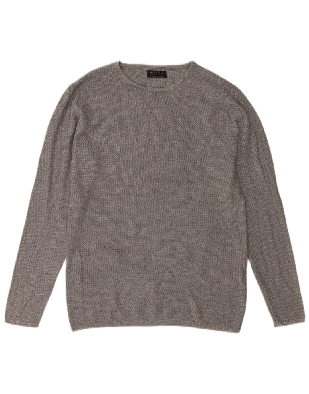Maglione ZARA Uomo Girocollo Grigio Medio in Viscosa