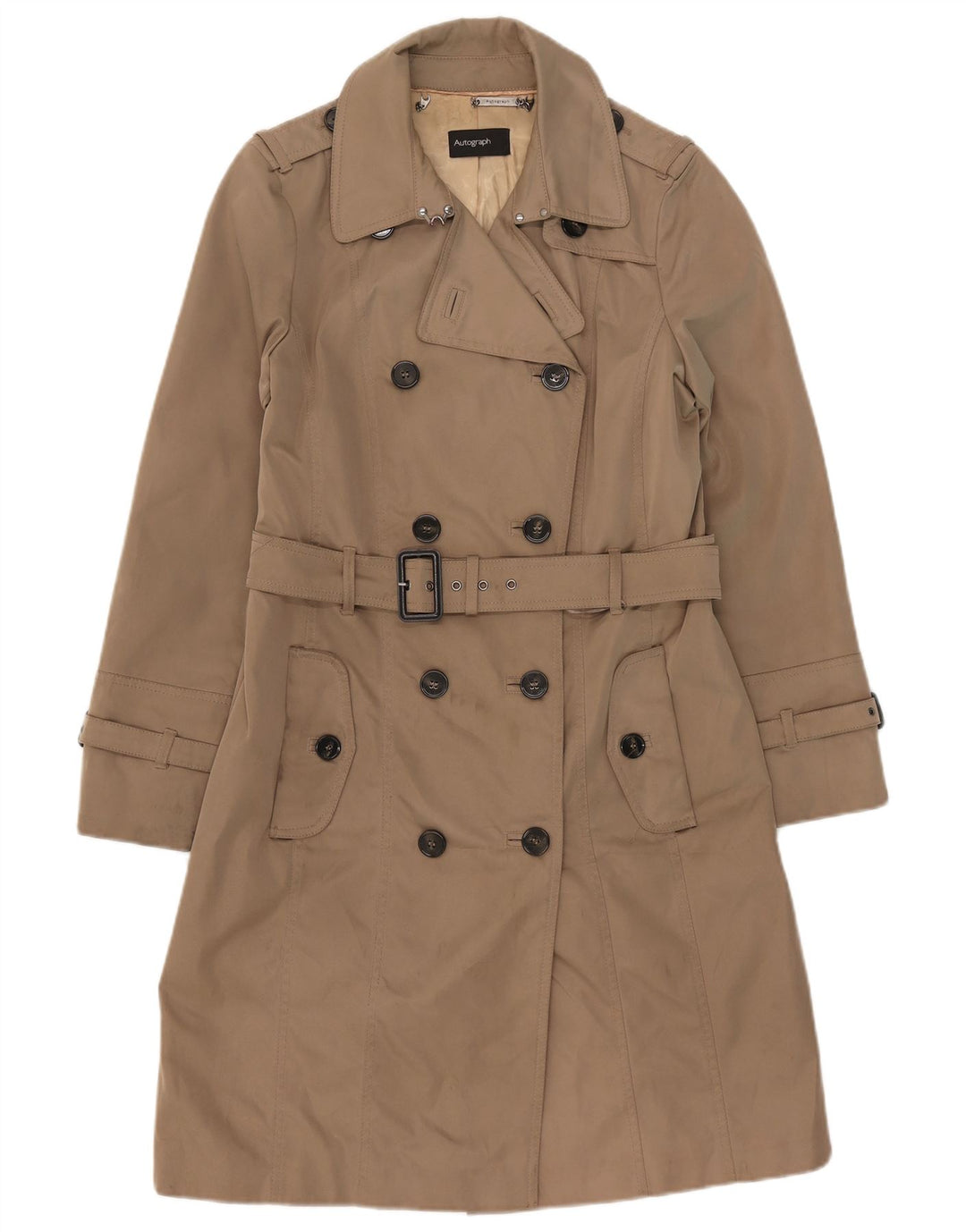 Trench autografato da donna Marks & Spencer UK 14 grande beige