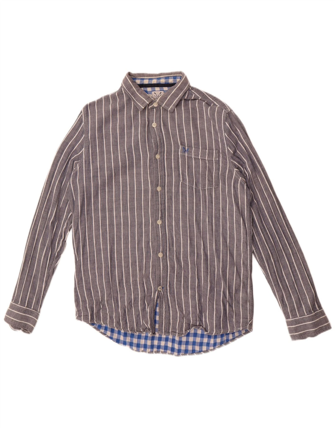 Crew Clothing Camicia da uomo su misura in cotone gessato grigio grande